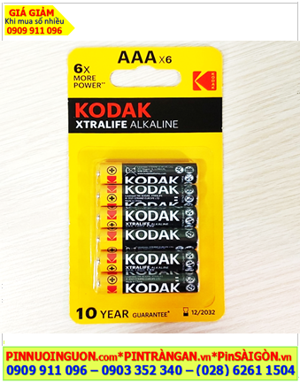 Kodak LR03 MN2400, Pin đũa AAA 1.5v alkaline Kodak LR03 MN2400 chính hãng (Loại vỉ 6viên)
